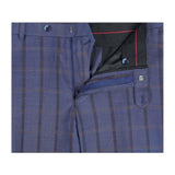 Mens Suit by RENOIR English Plaid Window Pane European Business 291 - 19 Blue Rust - J.Valintin Men's Wear Legend - 93862