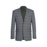 Mens Suit RENOIR English Plaid Window Pane Stretch Slim Fit Comfort 293 - 14 Gray - J.Valintin Men's Wear Legend - 19099