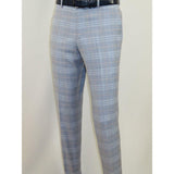 Mens Suit RENOIR English Plaid Window Pane Stretch Slim Fit Comfort 293 - 3 Blue - J.Valintin Men's Wear Legend - 93923