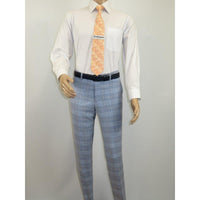 Mens Suit RENOIR English Plaid Window Pane Stretch Slim Fit Comfort 293 - 3 Blue - J.Valintin Men's Wear Legend - 93923