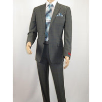 Mens Suit RENOIR English Window Pane Classic Fit Business 292 - 2 Gray Blue - J.Valintin Men's Wear Legend - 19068