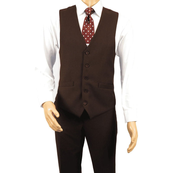 Men's Suit Separate Vest V - neck Adjustable Strap 5Button 201 - 5 Brown - J.Valintin Men's Wear Legend - 201 - 5 - Brown Vest - 36