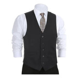 Men's Suit Separate Vest V - neck Adjustable Strap 5Button 2Pockets 201 - 1 Black - J.Valintin Men's Wear Legend - 201 - 1 - Black Vest - 36