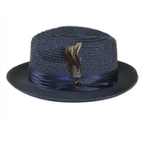 Men's Summer Spring Braid Straw style Hat by BRUNO CAPELO JULIAN JU907 Navy - J.Valintin Men's Wear Legend - Ju907 - Navy - S