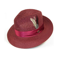 Men's Summer Spring Braid Straw style Hat by BRUNO CAPELO JULIAN JU912 Burgundy - J.Valintin Men's Wear Legend - 100413