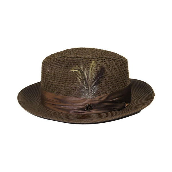 Men's Summer Spring Braid Straw style Hat by BRUNO CAPELO JULIAN JU918 Brown - J.Valintin Men's Wear Legend - Ju918 - Brown - S