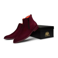 Men's TAYNO Chelsea Chukka Soft Micro Suede Zip up Boot Coupe S Wine - J.Valintin Men's Wear Legend - Coupe S - Wine - 9