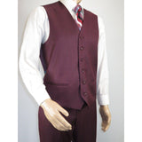 Mens Three Piece Suit Vested VITALI Soft Fabric With Sheen M3090 Burgundy 3Piece - J.Valintin Men's Wear Legend - 93633