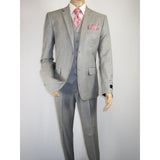 Mens Three Piece Suit Vested VITALI Soft Fabric With Sheen M3090 Stone Gray 3pc - J.Valintin Men's Wear Legend - 93610