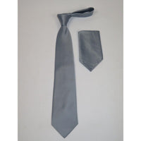 Men's Tie and Hankie Set by J.Valintin Collection #Pro2 Solid Gray - J.Valintin Men's Wear Legend - pro2 - gray