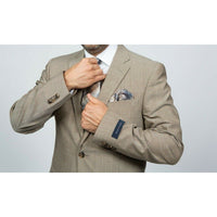 Mens TOMMY HILFIGER Suit Wool Blend 2 Button Side Vent Shark Texture 0106 Tan - J.Valintin Men's Wear Legend - 18253