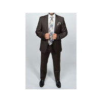 Mens TOMMY HILFIGER Suit Wool Blend 2 Button Side Vent Shark Texture 0132 Brown - J.Valintin Men's Wear Legend - 18266