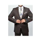 Mens TOMMY HILFIGER Suit Wool Blend 2 Button Side Vent Shark Texture 0132 Brown - J.Valintin Men's Wear Legend - 18266