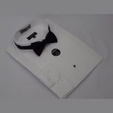 Men's Tuxedo shirt MILANI Wing Tip Formal Pleated Front After Six Wedding White - J.Valintin Men's Wear Legend - 6019