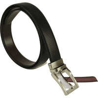 Mens VALENTINI Textured Leather Belt Classic Pin Buckle Reversible sw68 Black - J.Valintin Men's Wear Legend - sw68 - black - 34