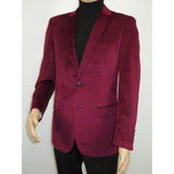 Men's Velvet Sport Coat Jacket by BASSIRI Leonardi J1042 Burgundy - J.Valintin Men's Wear Legend - 92623