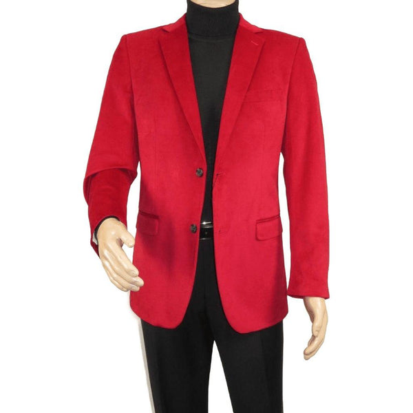 Men's Velvet Sports Coat Grammy Amy Award BASSIRI , LEONARDI J1042 Christmas Red - J.Valintin Men's Wear Legend - 92647