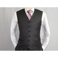 Mens Vitali Three Piece Suit Vested Semi Shiny Sharkskin M3090 Charcoal Gray - J.Valintin Men's Wear Legend - 73683