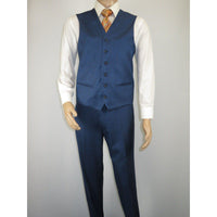 Mens Vitali Three Piece Suit Vested Sharkskin Sheen M3090 Royal blue Regular fit - J.Valintin Men's Wear Legend - 31894