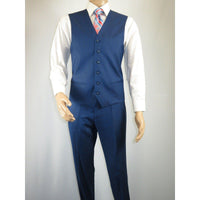 Mens Vitali Three Piece Suit Vested Sharkskin Sheen M3090 Royal blue Regular fit - J.Valintin Men's Wear Legend - 31894