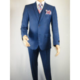 Mens Vitali Three Piece Suit Vested Sharkskin Sheen M3090 Royal blue Regular fit - J.Valintin Men's Wear Legend - 31894