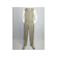 Mens Vitali Three Piece Suit Vested Shiny Sharkskin M3090 Beige oatmeal Classic - J.Valintin Men's Wear Legend - 31255