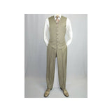 Mens Vitali Three Piece Suit Vested Shiny Sharkskin M3090 Beige oatmeal Classic - J.Valintin Men's Wear Legend - 31255