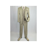 Mens Vitali Three Piece Suit Vested Shiny Sharkskin M3090 Beige oatmeal Classic - J.Valintin Men's Wear Legend - 31255