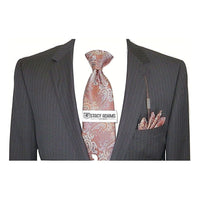 Mens Wool Cashmere Black Stripe Business Suit Giorgio Cosani Two Button 910 - J.Valintin Men's Wear Legend - 18418