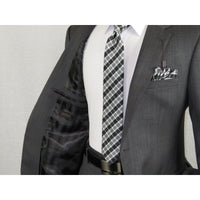 Men's Wool Cashmere Sharkskin Suit Giorgio Cosani Two Button 901 Charcoal Gray - J.Valintin Men's Wear Legend - 2348