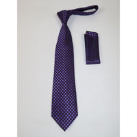 Men's Woven Tie Hankie Set J.Valintin Private Collection R29 Purple Checker - J.Valintin Men's Wear Legend - 95571