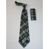 Men's Woven Tie Hankie Set J.Valintin Private Collection R30 Green English Plaid - J.Valintin Men's Wear Legend - 95570