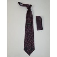 Men's Woven Tie Hankie Set J.Valintin Private Collection R34 Navy Red - J.Valintin Men's Wear Legend - 95566