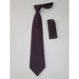 Men's Woven Tie Hankie Set J.Valintin Private Collection R34 Navy Red - J.Valintin Men's Wear Legend - 95566