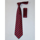 Men's Woven Tie Hankie Set J.Valintin Private Collection R58 Red Navy Stripe - J.Valintin Men's Wear Legend - 95542