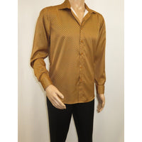 Men's Sports Shirt By Moderno Checker Fancy Long Sleeves MJLS-890 Gold