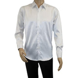 Men's Sports Shirt By Moderno Fancy Silky Satin Long Sleeves MJLS-143 White