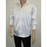 Men's Sports Shirt By Moderno Fancy Silky Satin Long Sleeves MJLS-143 White