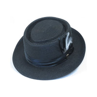 Men's RAFAELE Braid Straw Style Pork Pie Hat Telescope Crown RF-402 Navy