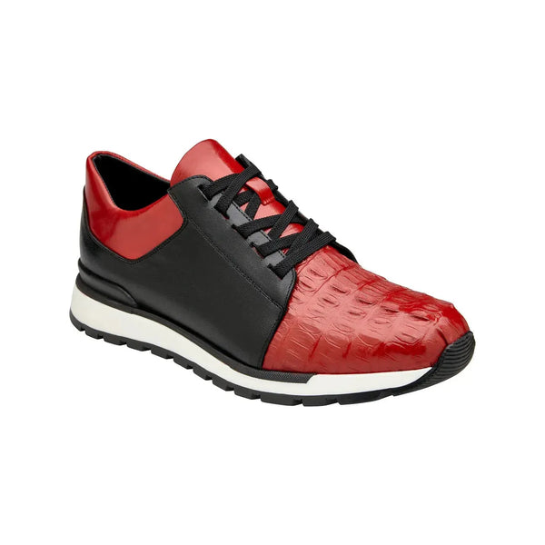 Belvedere Shoes Caiman Crocodile and Soft Italian Calf Titan Red/Black 33631