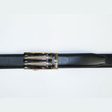 Mens VALENTINI Leather Belt Automatic Adjustable Removable Buckle RT016 Black