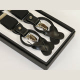 ELEGANT Suspenders Clip on and Button Option for Slacks or Suit Pants Black